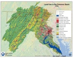 A map of land use in the Potomac River Basin.