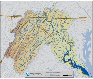 Potomac Watershed Map with Streams
