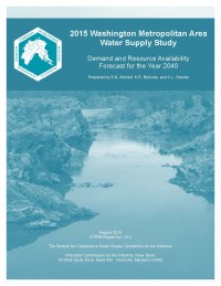 The front cover of the 2015 Washington Metropolitan Water Supply Study. It has a large image of river with rocky shores. The title is at the top of the page.