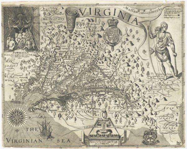 Captain Smith's map of the Potomac River in Virginia from 1612.