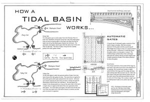 A diagram of the gates in the Potomac Tidal Basin, Washington, D.C. 