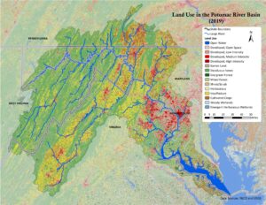 Potomac basin map showing land use data from 2019 NLCD. 