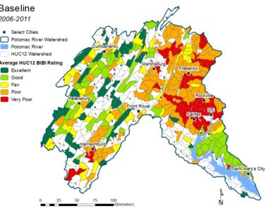 Baseline map (2006-2011) for Potomac watershed stream health.