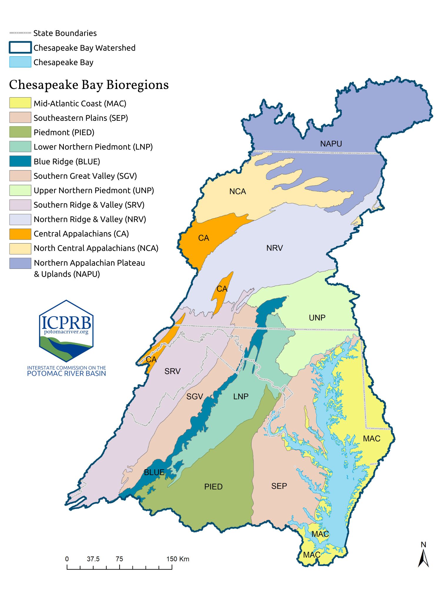 Bioregions of the Chesapeake Bay.