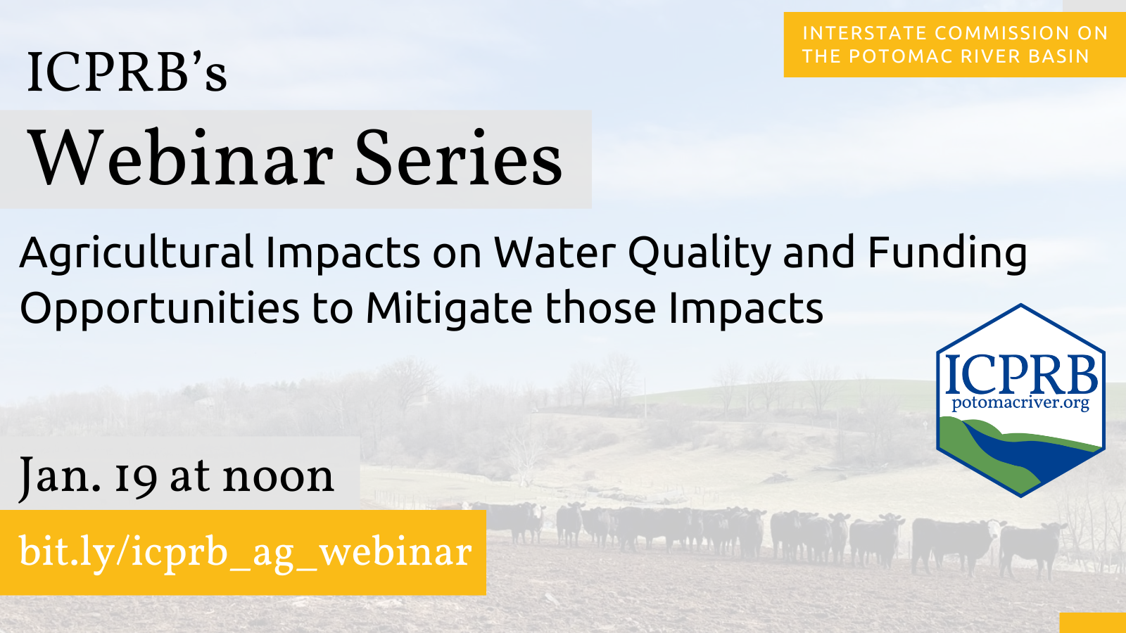 Graphic for WEBINAR: Agricultural Impacts on Water Quality and Funding Opportunities to Mitigate those Impacts
