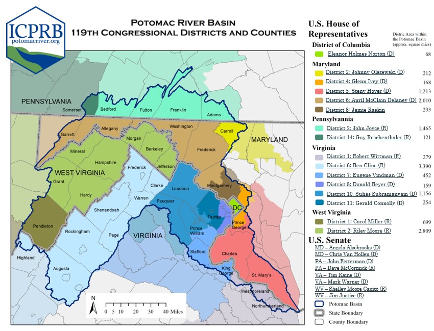 119th Congressional Map of the Potomac River Basin