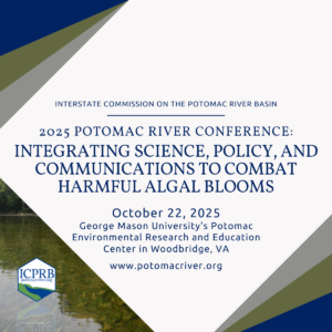 Decorative graphic for 2025 Potomac River Conference: Integrating Science, Policy, and Communications to Combat Harmful Algal Blooms